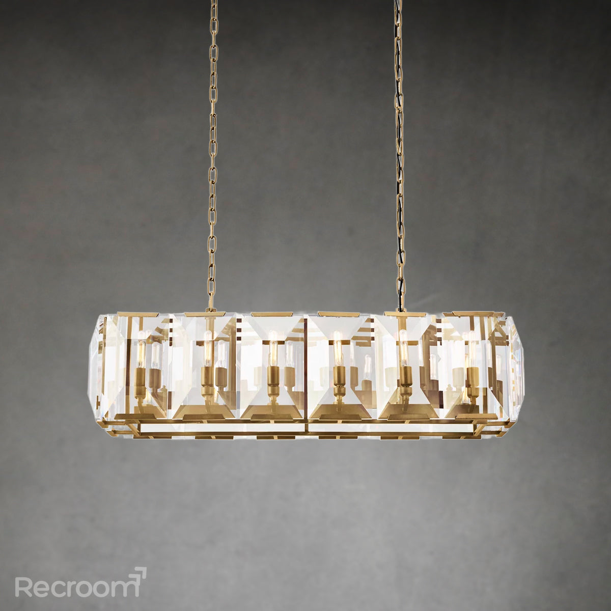 Harllow Multi Crystal Rectangular Chandelier 42“ 54” 62“ 74” - Zonesus