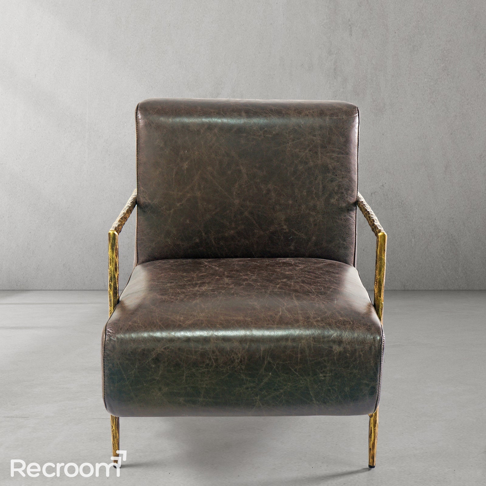 Thaddeo Genuine Brown Leather Accent Chair - Zonesus