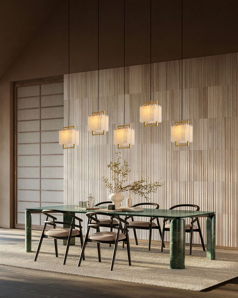 Elegant Cluster Alabaster Dome Suspension Light Lacquered Burnished Brass for hallway