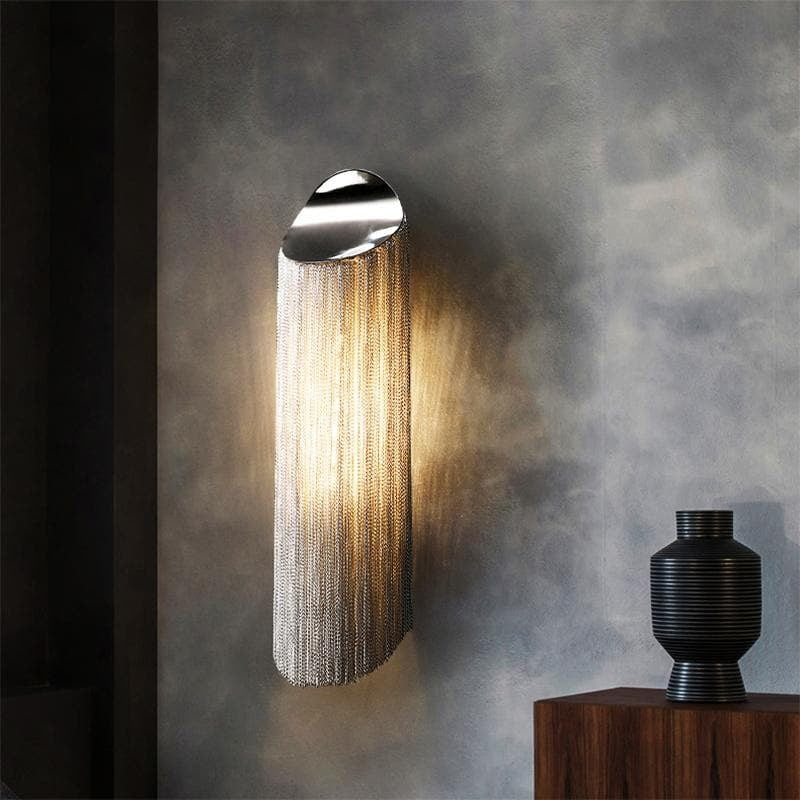 Alisa Luxury Plated Aluminum Chain Tassel Long Wall Lamp - Zonesus