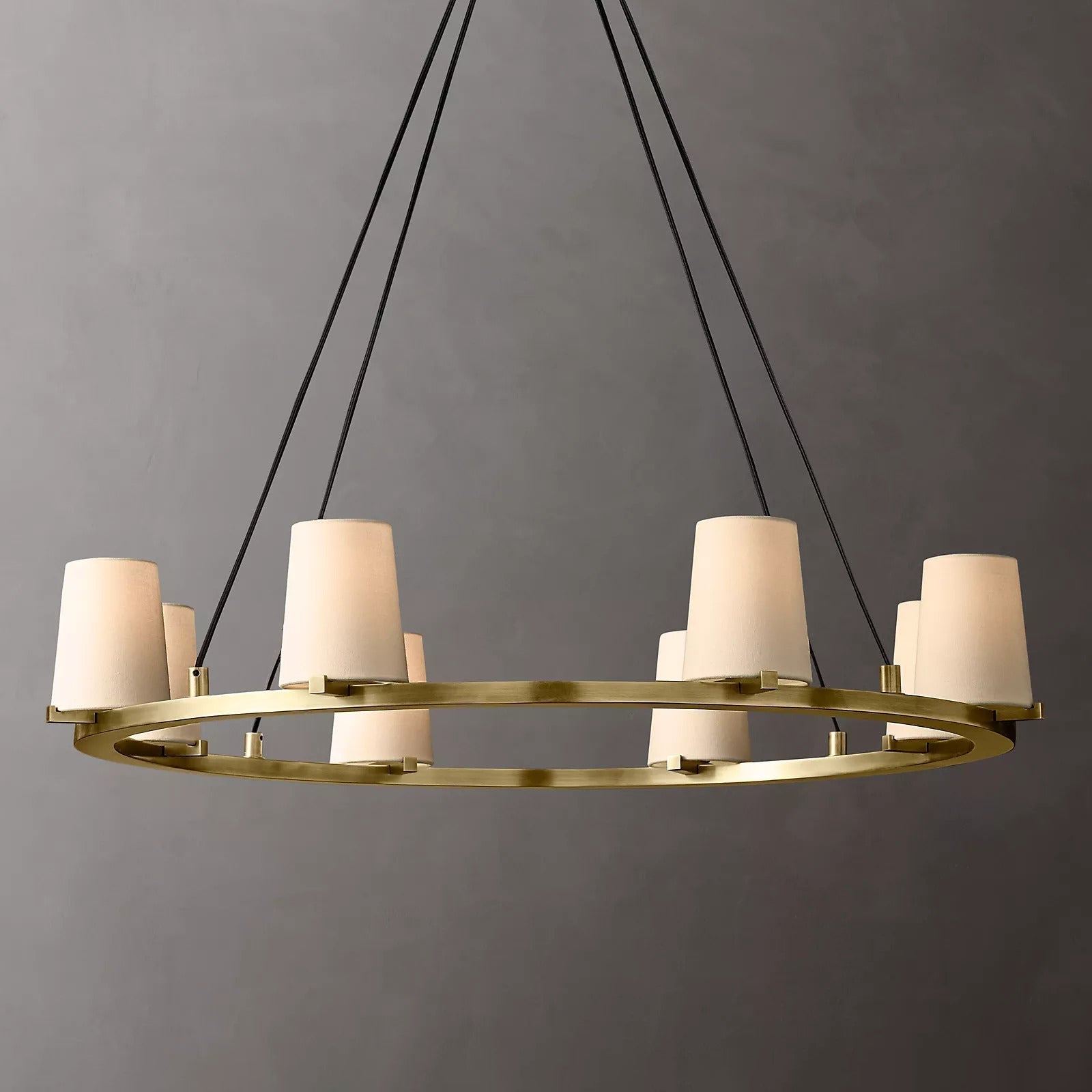 Paillette Round Chandelier For White Fabric Shade 36" - Zonesus