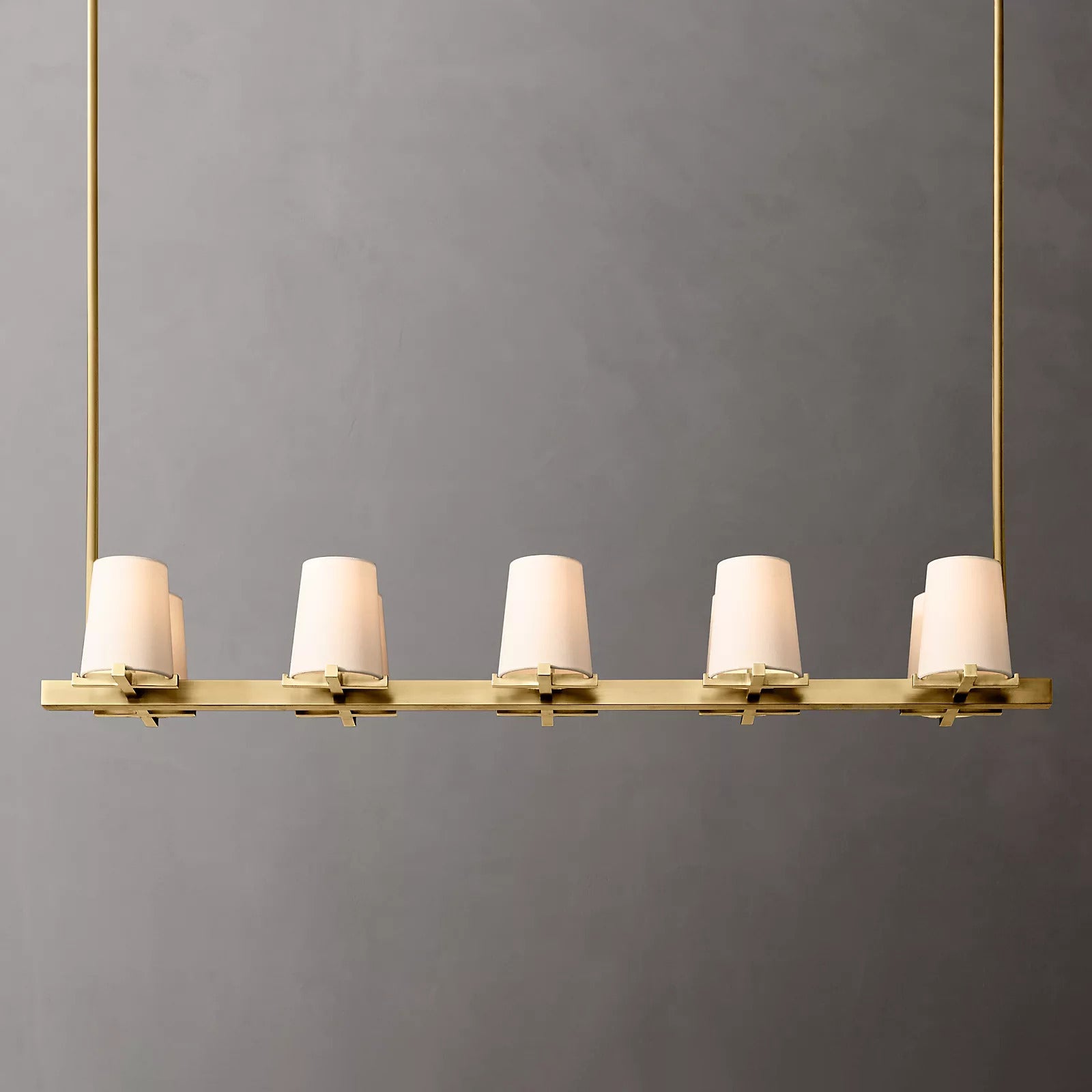 Paillette Linear Chandelier For White Fabric Shade 49" - Zonesus