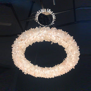 Cervine Round Clear Geode Quartz Crystal Ring Chandelier 24" - Zonesus