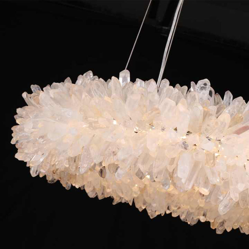 Cervine Round Clear Geode Quartz Crystal Ring Chandelier 24" - Zonesus
