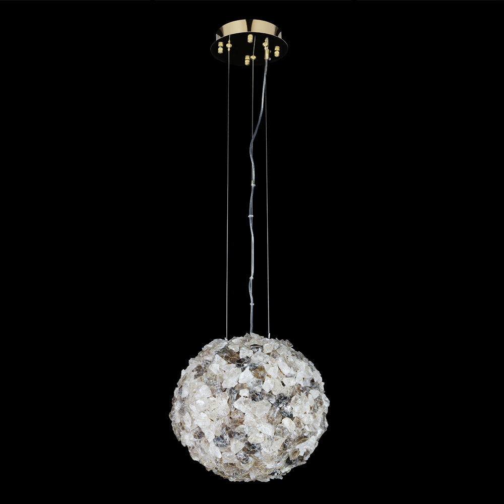 Cervine Modern Clear & Smoky Rock Crystal Ball Pendant Light - Zonesus