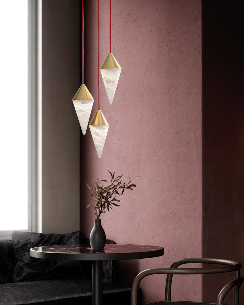 Minimalist Style Cone Alabaster Pendant Light for living room,4.3" Dia