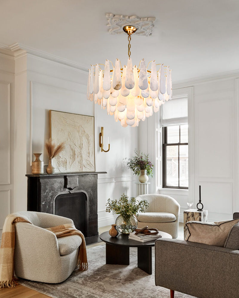 Nordic Creativity Tiered Raindrop Alabaster Chandelier lighting for foyer entrances dining