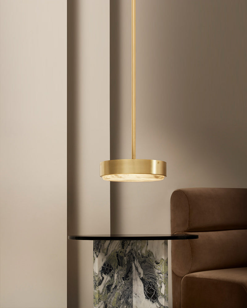 Modular Natural Alabaster Anvers Suspension Lamp with Satin Brass & Antique Bronze