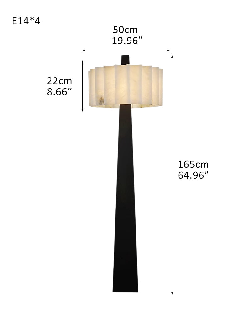 Artisanal Craftsmanship Alabaster Floor Lamp 65" Height | Black Stainless Base