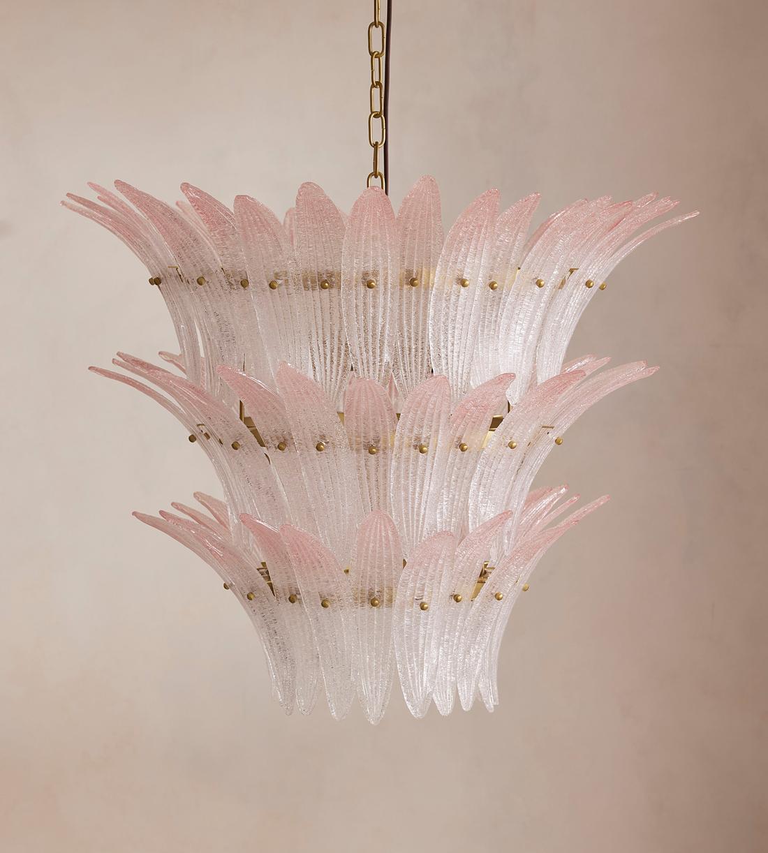 Treviso Pink Glass Chandelier 30"W