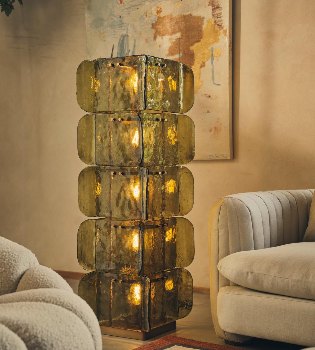 Elias Glass Floor Lamp 55"H