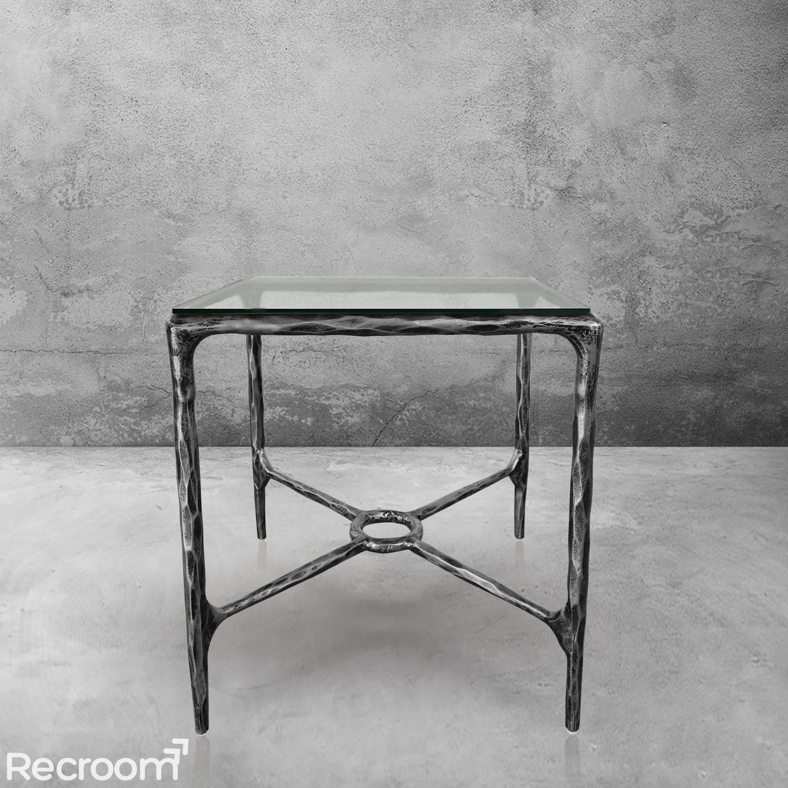 Thaddeo Glass Square Side Table Overhang - Zonesus
