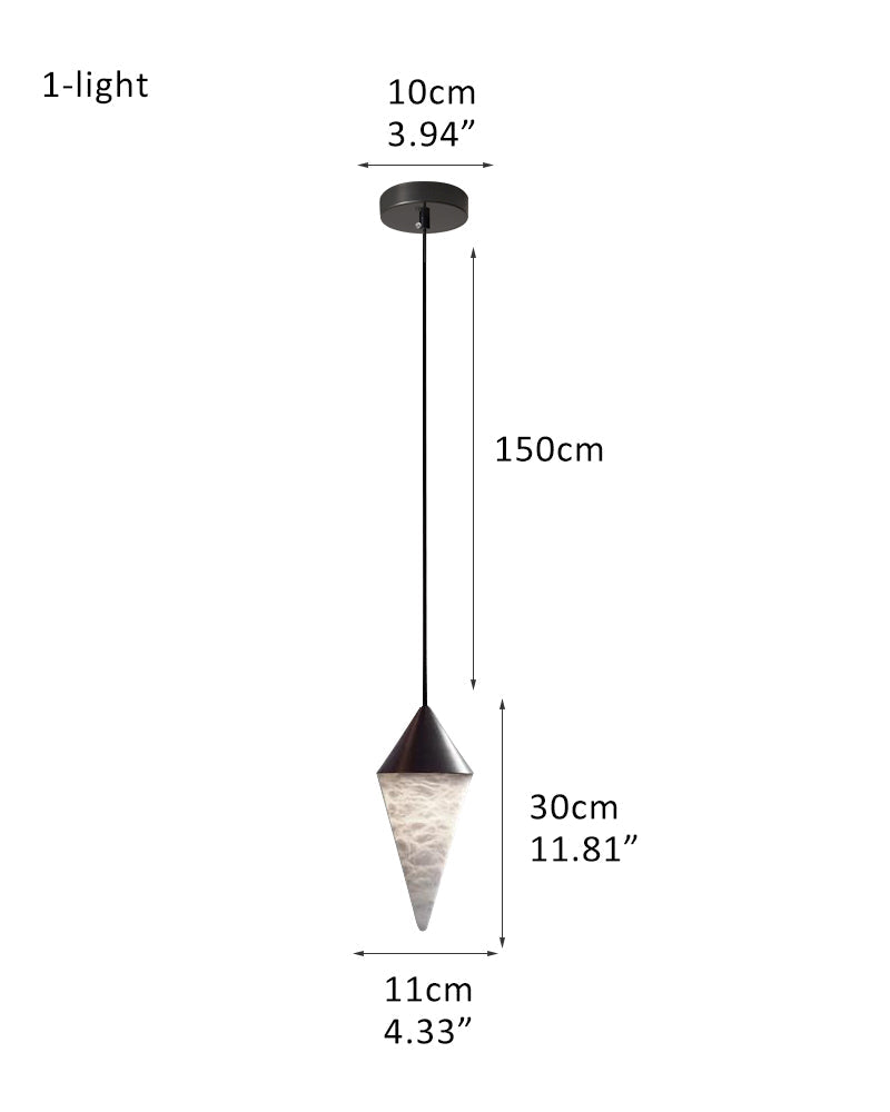 Classic Conical Cluster Alabaster Dome Ceiling Brass&Black Pendant Light