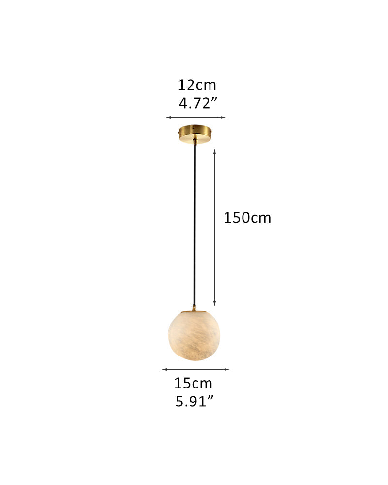Art Decor Linear Moon Alabaster Globe Multi-Light Chandelier for Dining Kitchen Ambience
