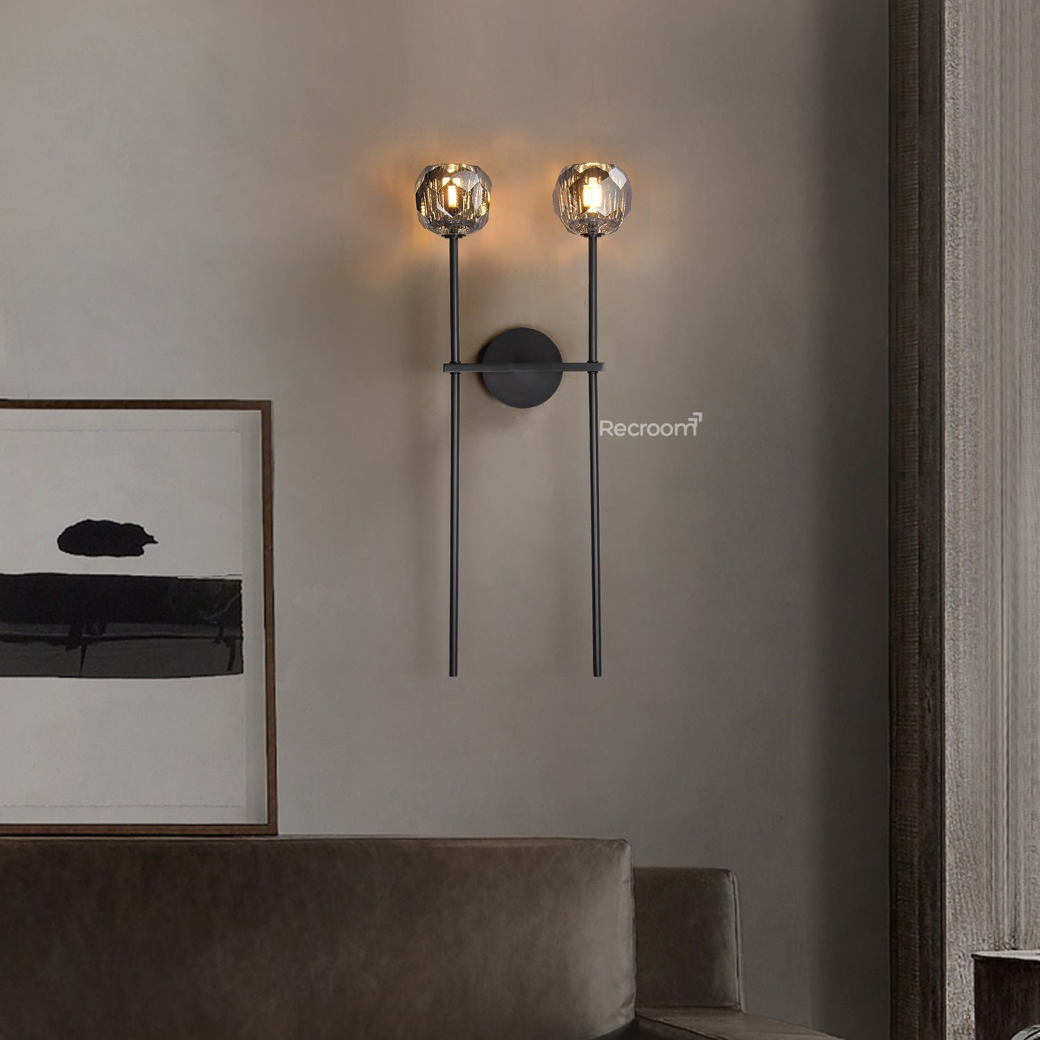 Boulew Crystal Glass Grand Double Sconce 12" - Zonesus