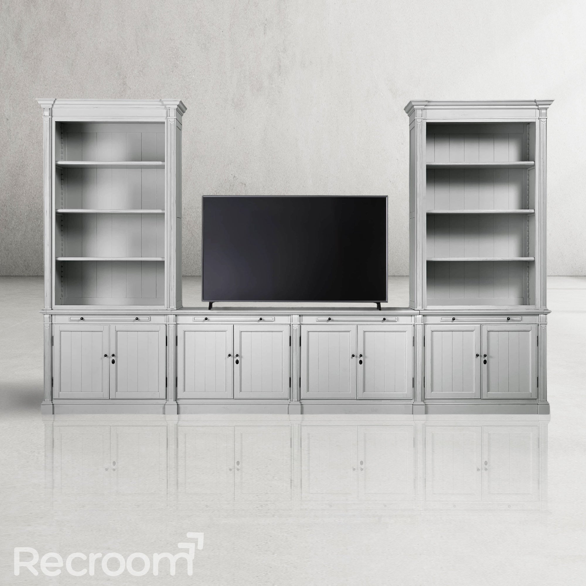 Athus Modular Media Console with Double Bookcases - Zonesus