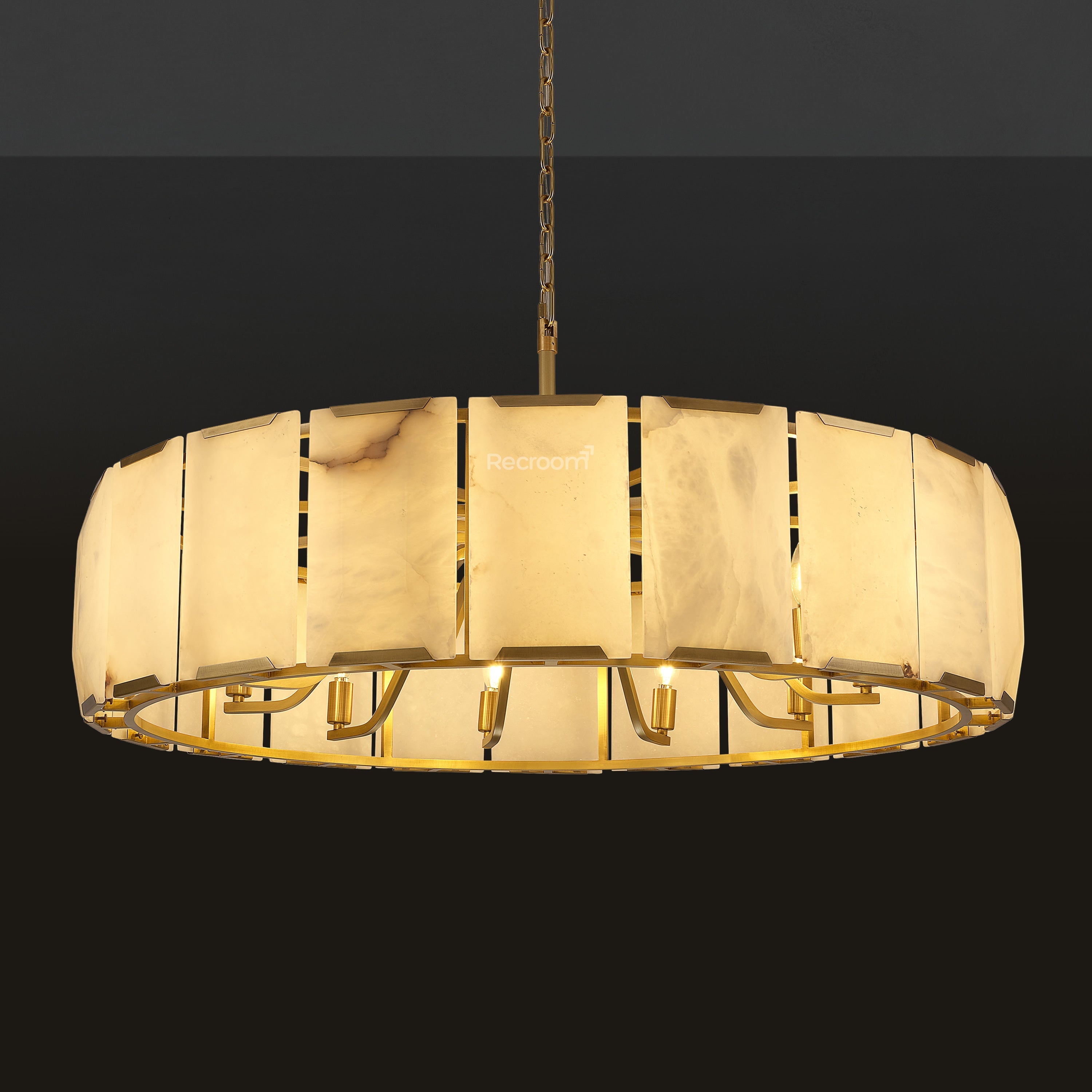 Harllow Calcite Round Chandelier 43" - Zonesus