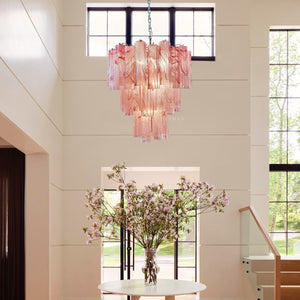 Murano Chandelier – 48 tubes – Alabaster Pink - Zonesus