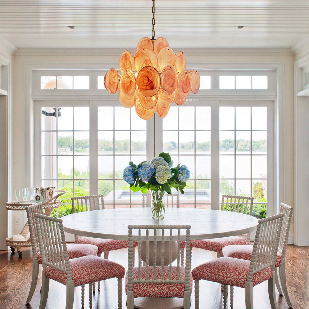 Murano Chandelier 36 Pink Disks - Zonesus