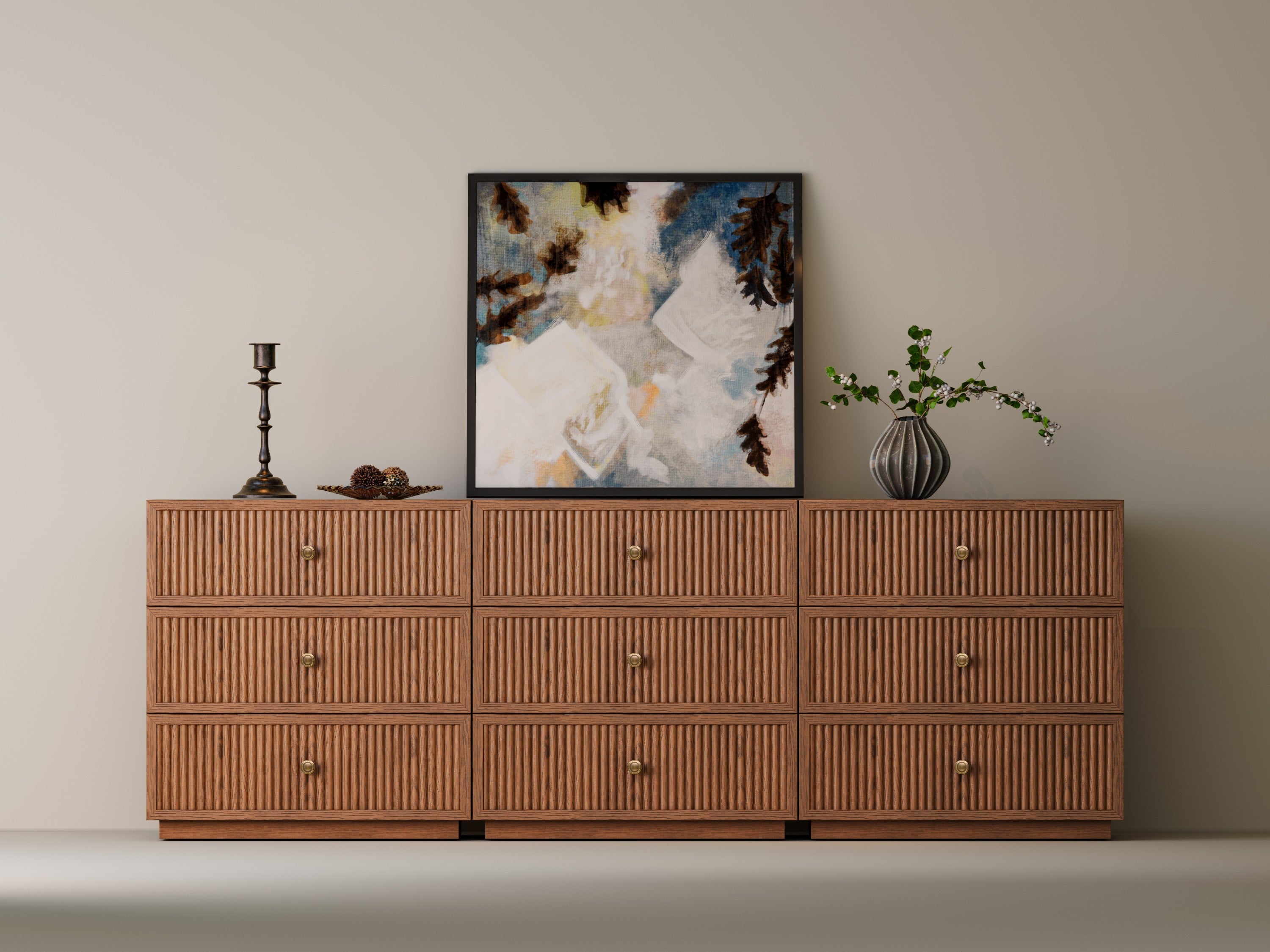 Avery Oak 9-Drawer Chest 90"W