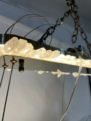 Cervine Oval Clear Geode Quartz Crystal Chandelier 47" - Zonesus