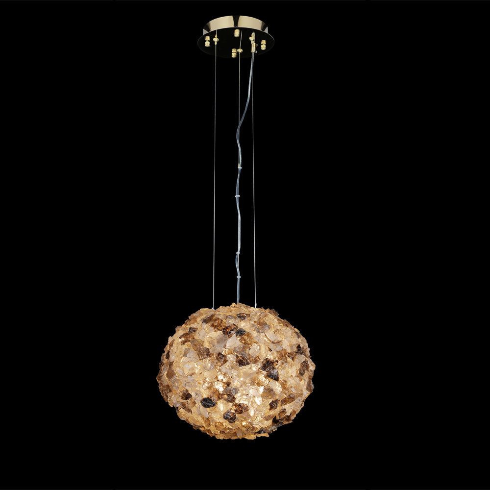 Cervine Modern Clear & Smoky Rock Crystal Ball Pendant Light - Zonesus