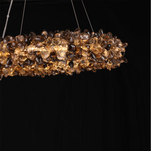 Cervine Multiple Size Modern Smoky Rock Crystal Halo LED Chandelier Pendant Light - Zonesus