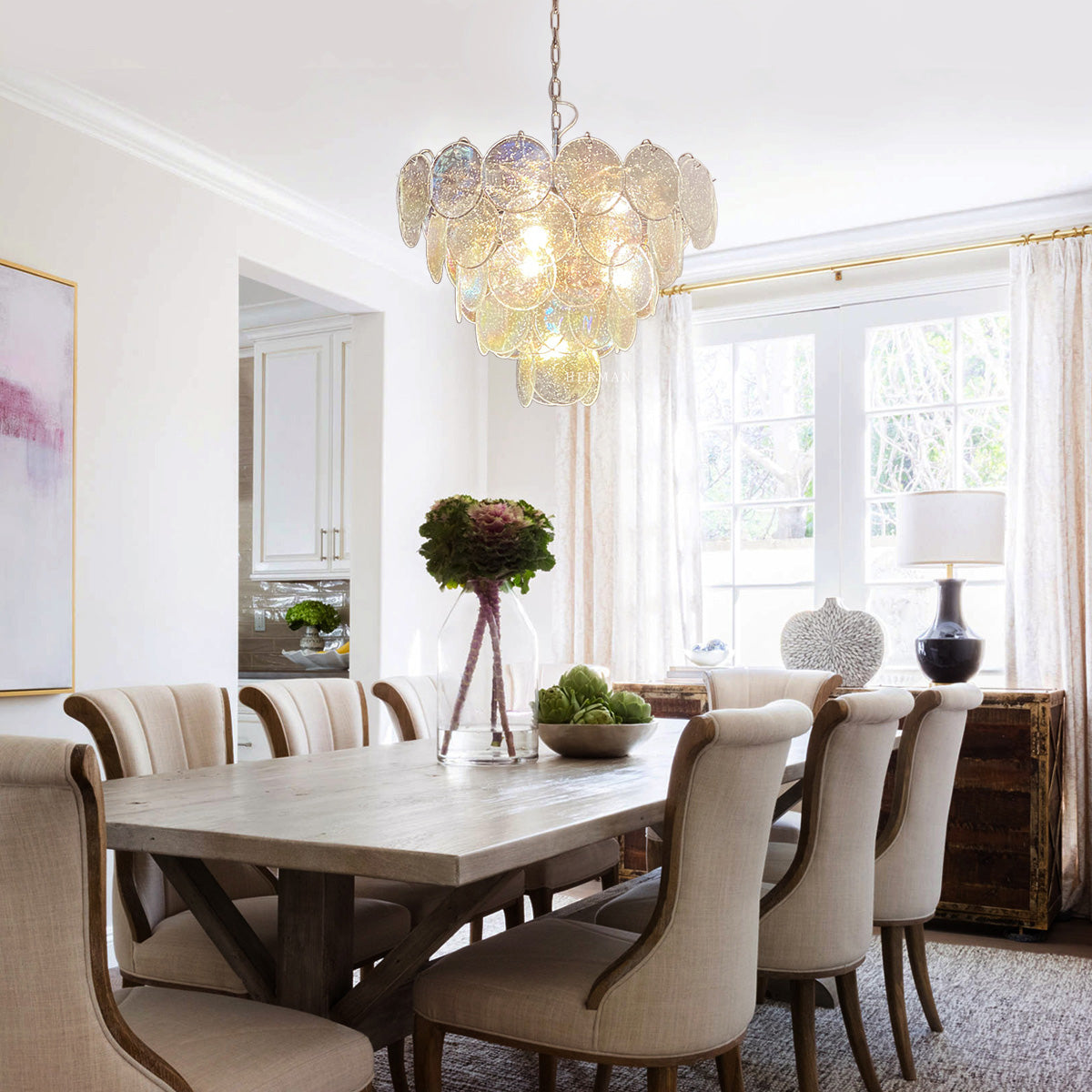 Murano Chandelier 57 Iridescent Glass - Zonesus