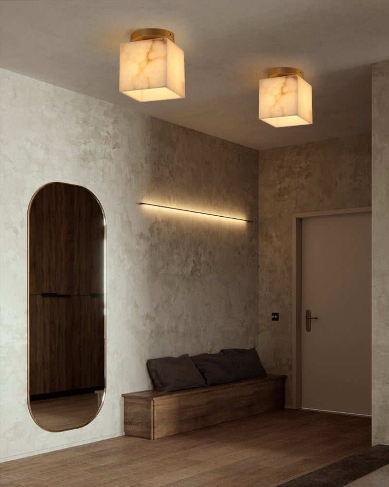 Modern G9 Luxury Cube Marble Semi-Flush Mount Ceiling Light