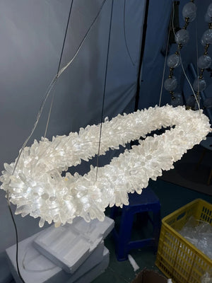 Cervine Oval Clear Geode Quartz Crystal Chandelier 47" - Zonesus