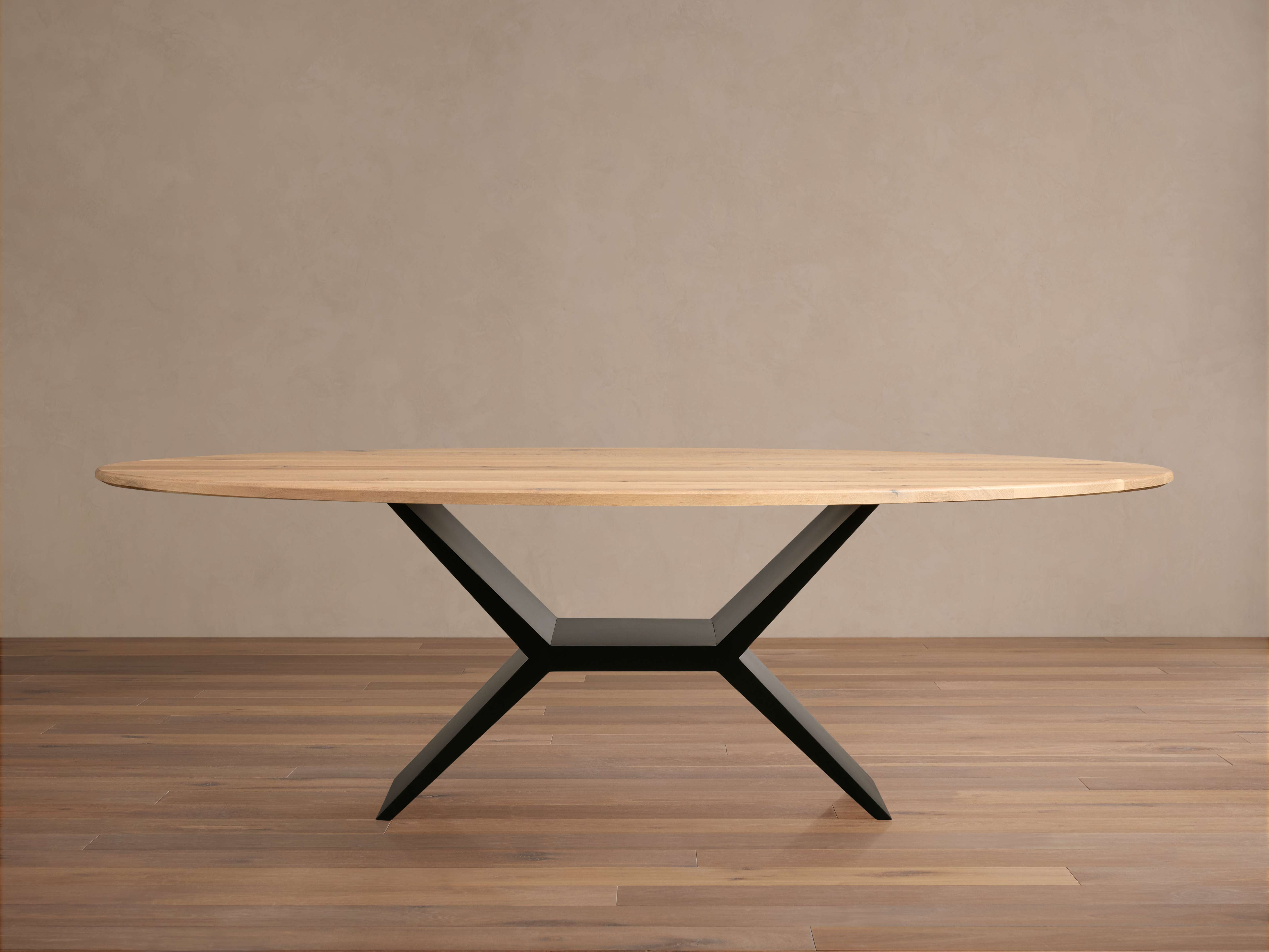 Jacob Oval Dining Table with Vertex Base in Flax Oak - Zonesus