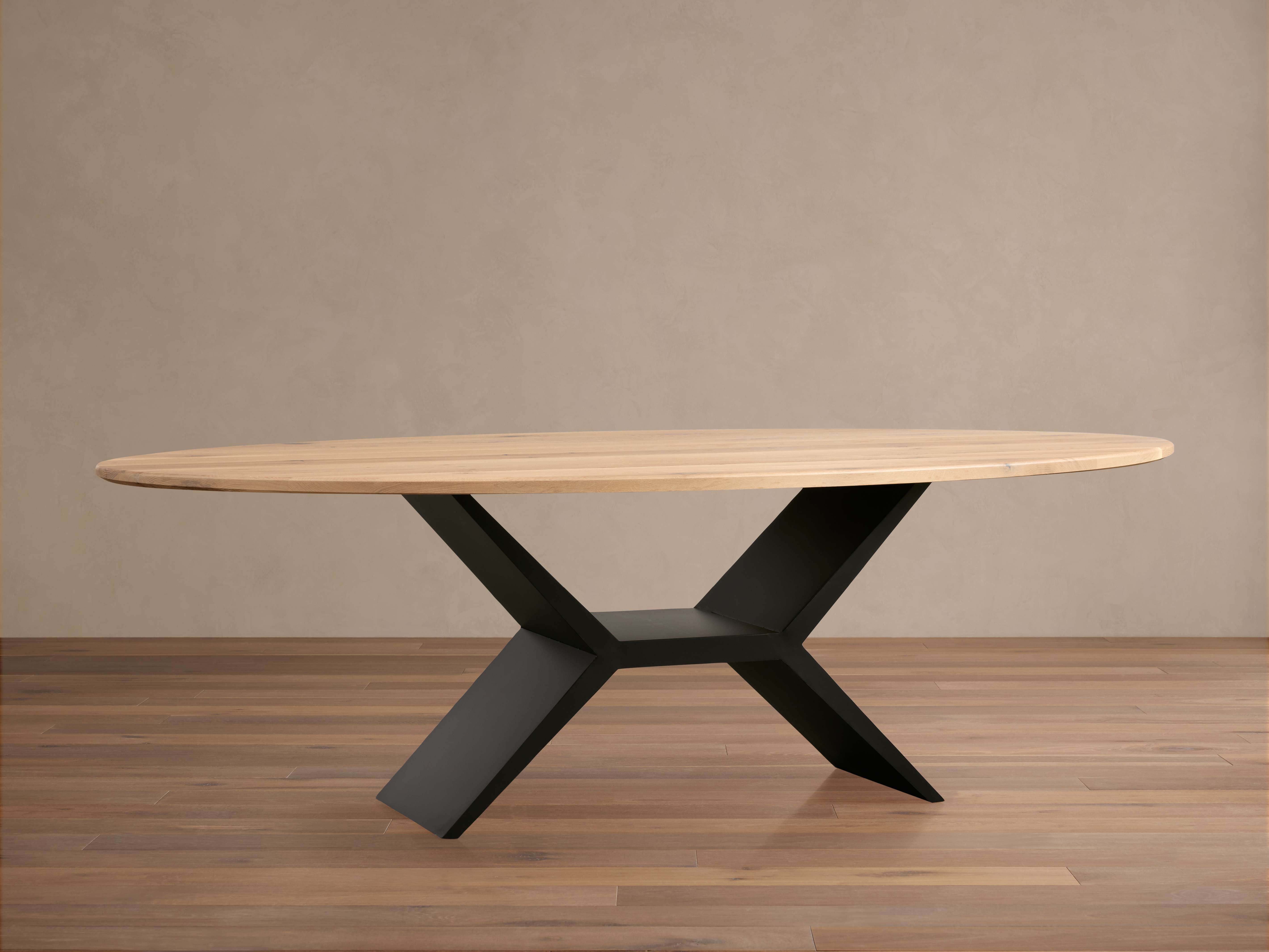 Jacob Oval Dining Table with Vertex Base in Flax Oak - Zonesus