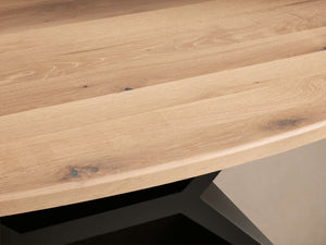 Jacob Oval Dining Table with Vertex Base in Flax Oak - Zonesus