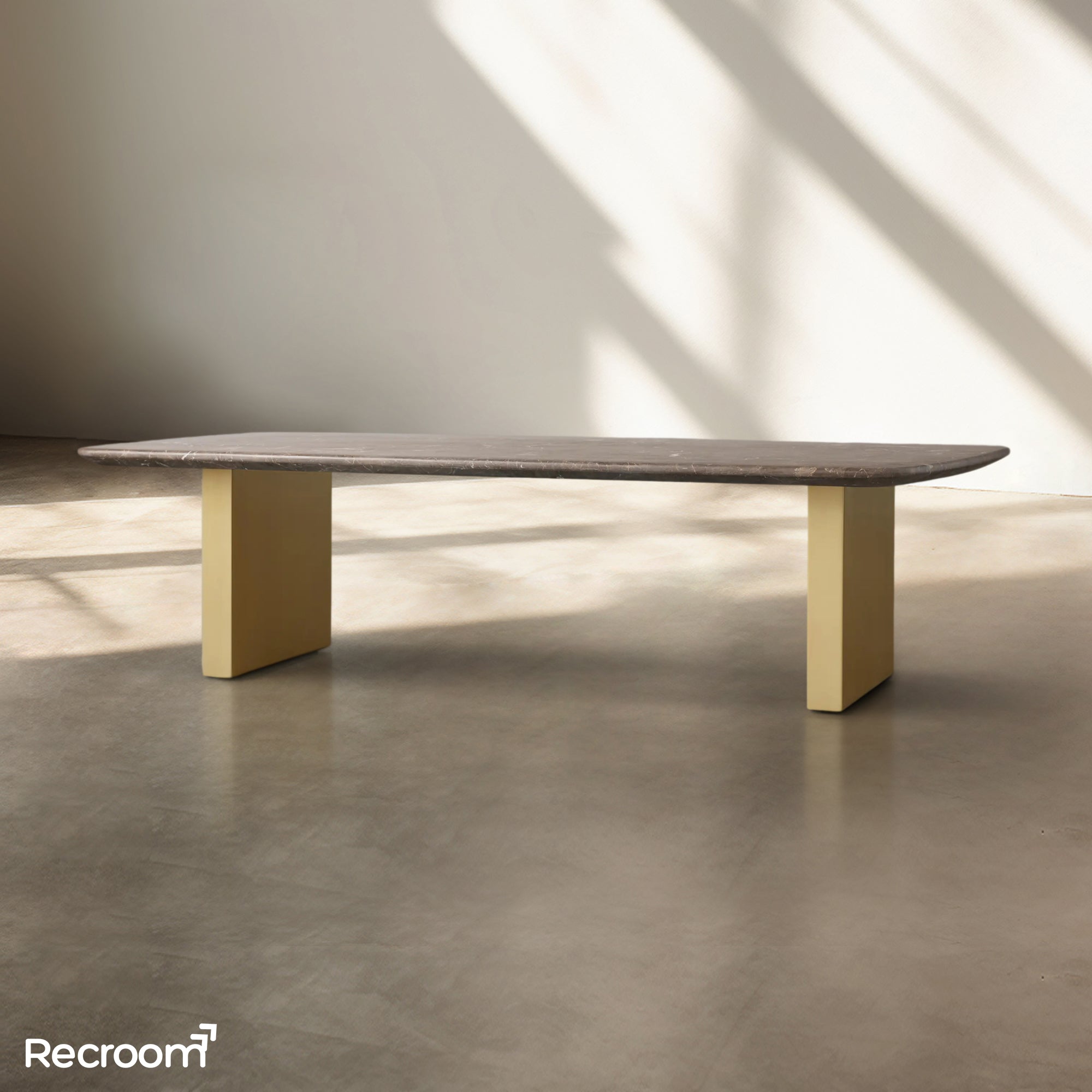 San Germani 72" Stone Coffee Table with Clement Base in Espresso - Zonesus