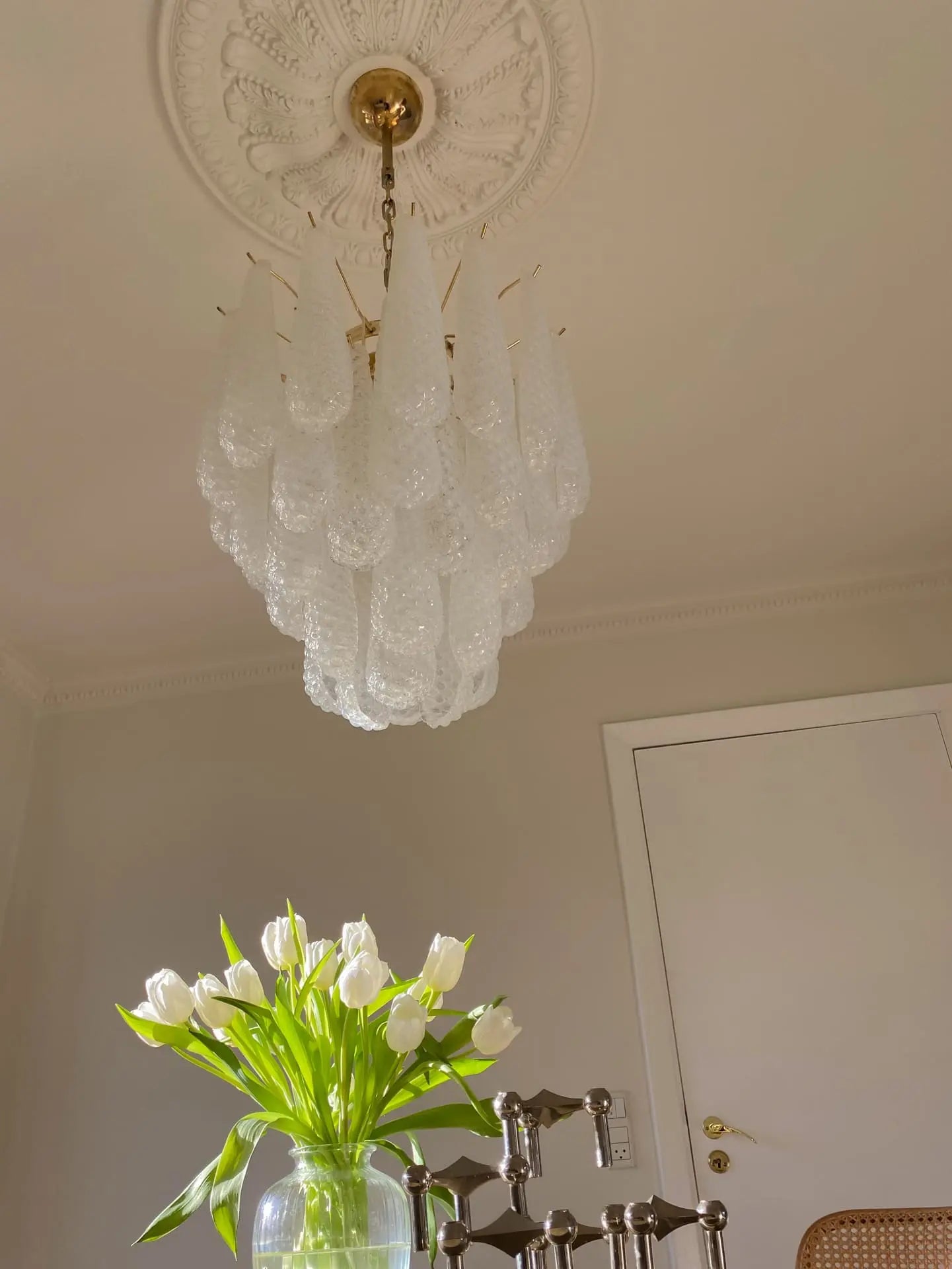 Murano Chandelier – Drop – 41 glasses – Opalino - Zonesus