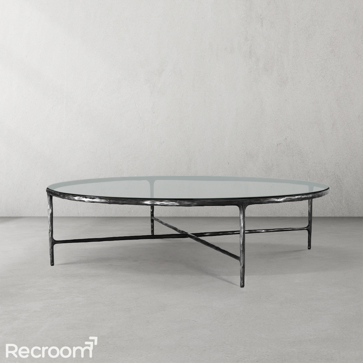 Thaddeo Glass Round Coffee Table 36" 55" - Zonesus