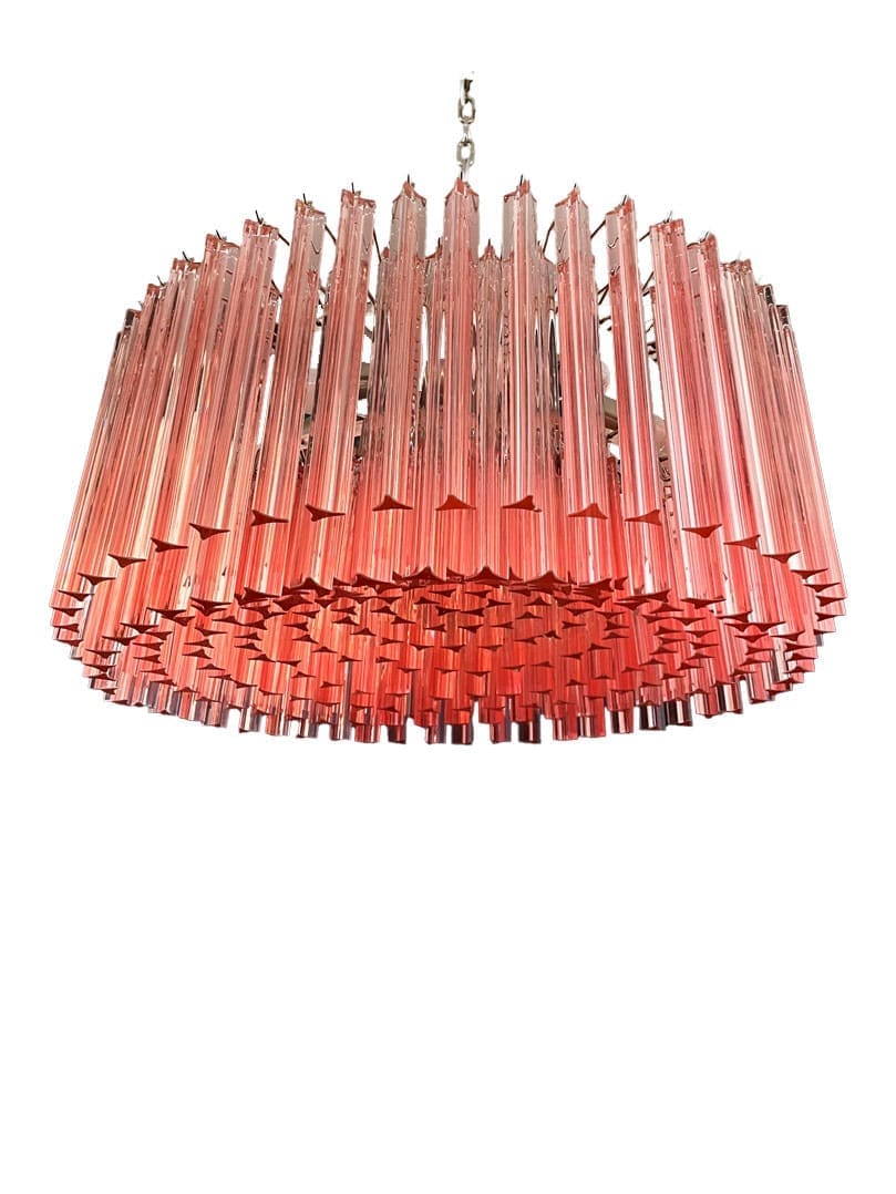 Murano Chandelier – Triedri Round – 265 prisms – Pink - Zonesus