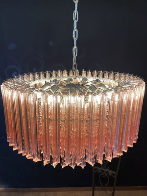 Murano Chandelier – Triedri Round – 265 prisms – Pink - Zonesus