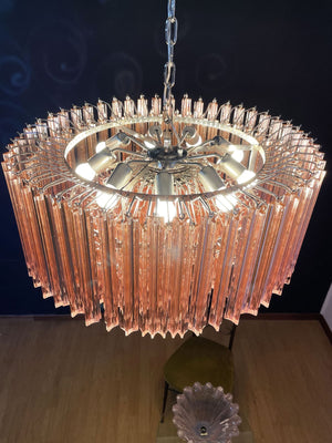 Murano Chandelier – Triedri Round – 265 prisms – Pink - Zonesus
