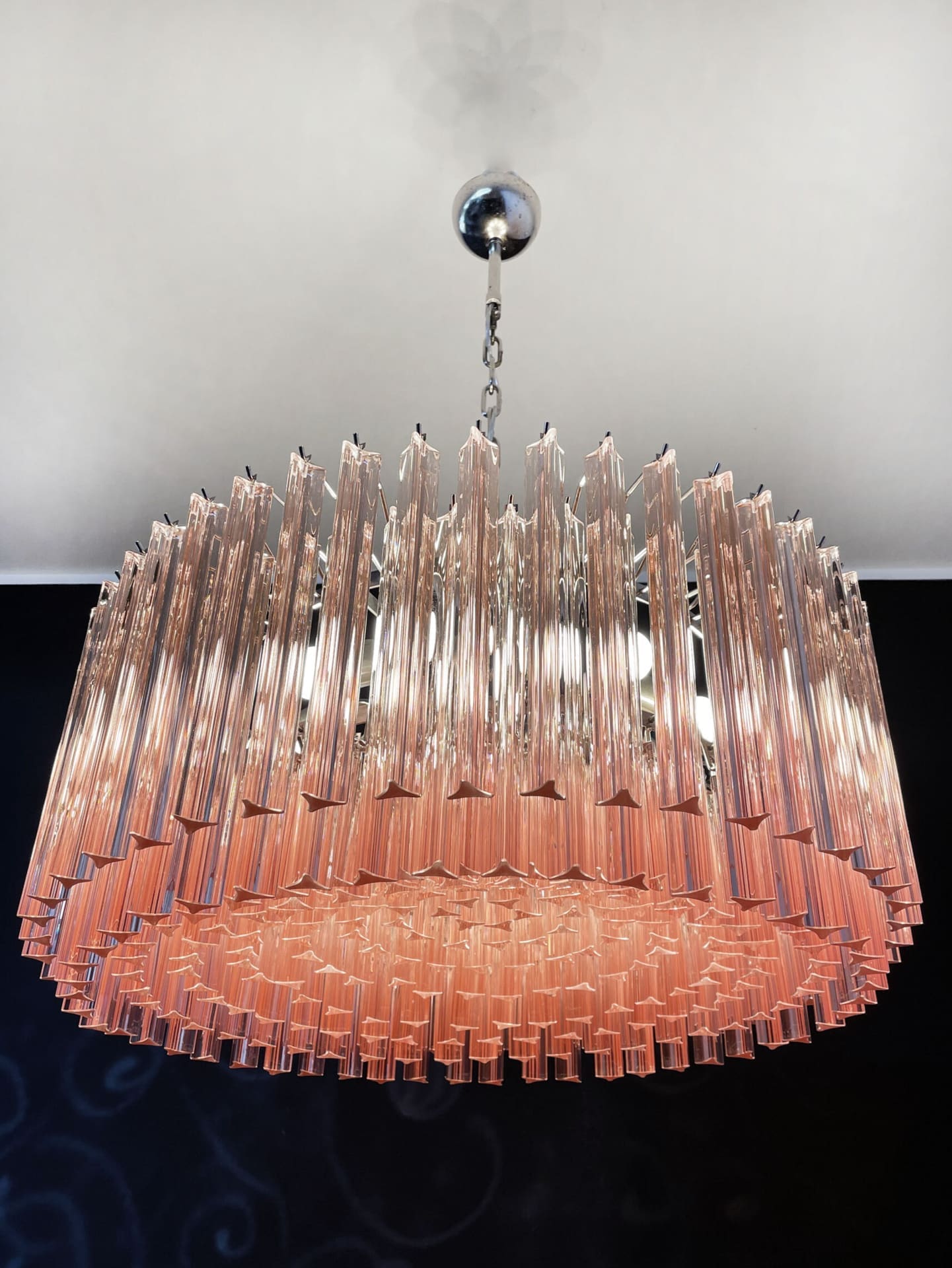 Murano Chandelier – Triedri Round – 265 prisms – Pink - Zonesus