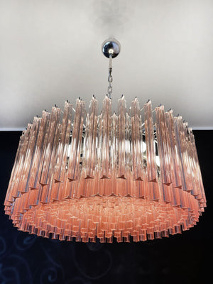 Murano Chandelier – Triedri Round – 265 prisms – Pink - Zonesus