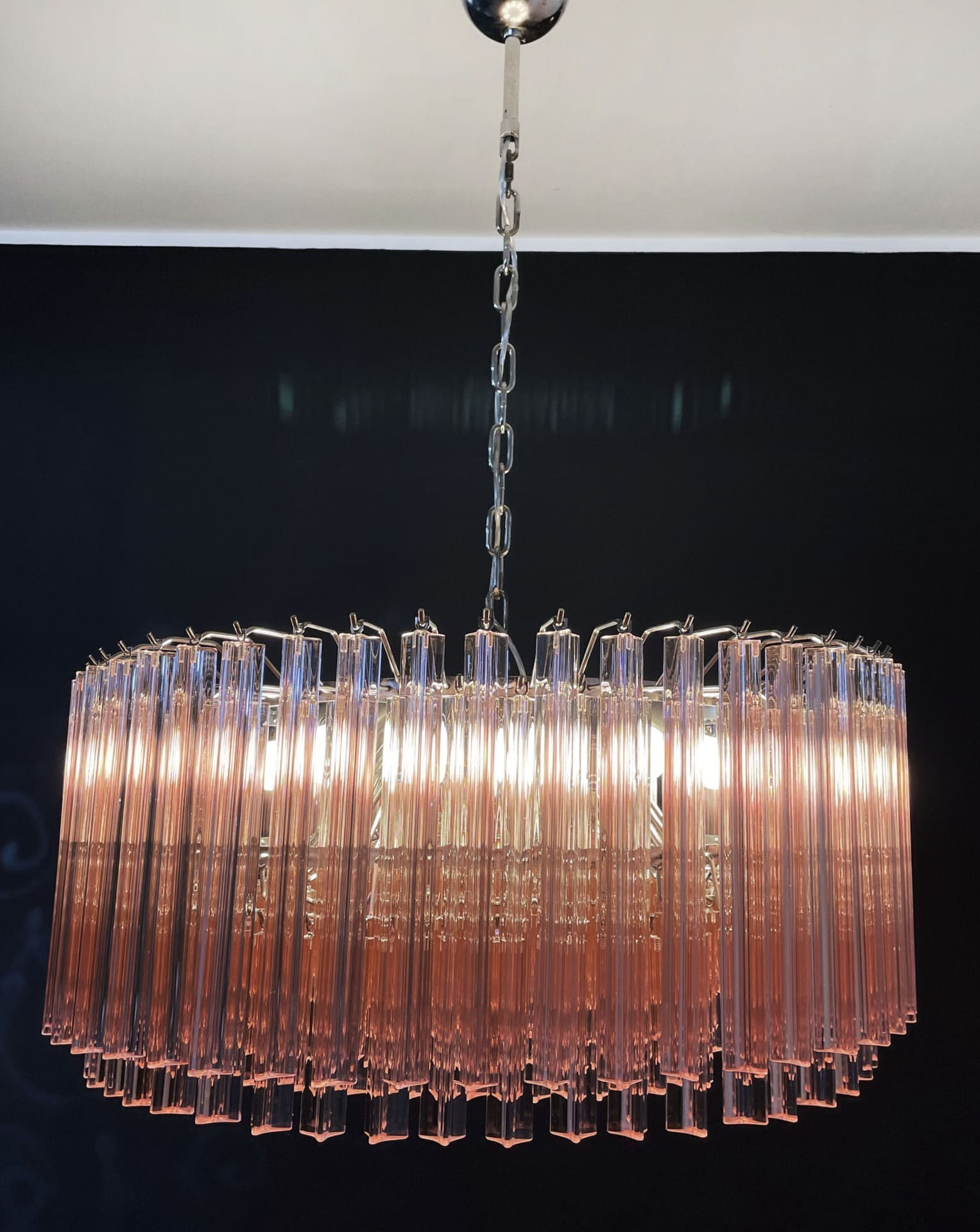 Murano Chandelier – Triedri Round – 265 prisms – Pink - Zonesus