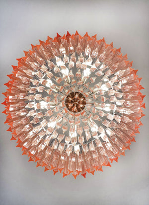 Murano Chandelier – Triedri Round – 265 prisms – Pink - Zonesus