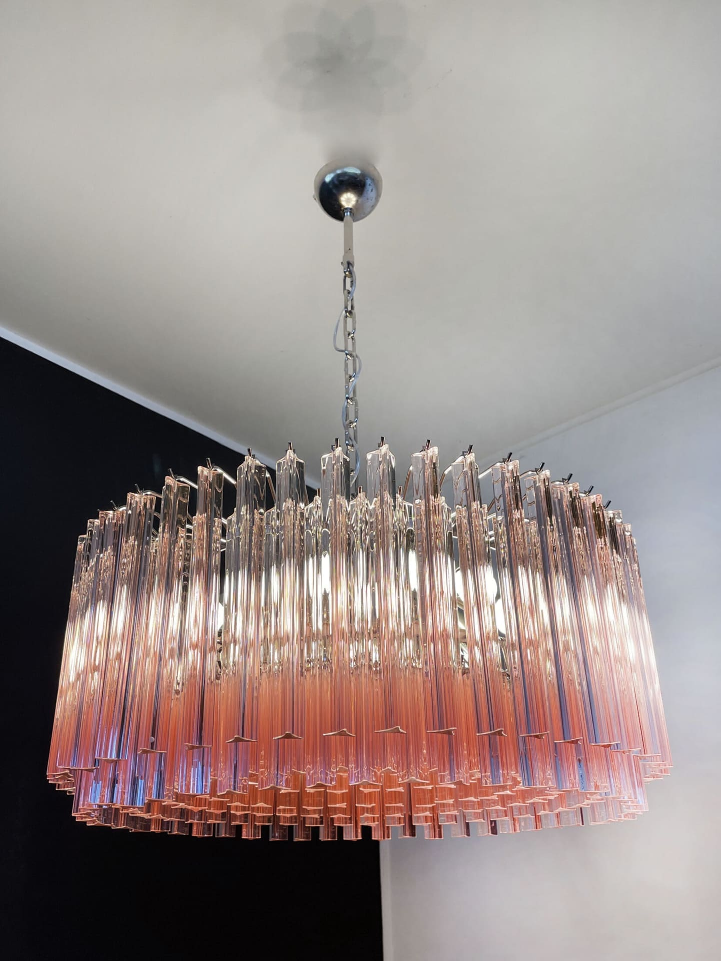Murano Chandelier – Triedri Round – 265 prisms – Pink - Zonesus