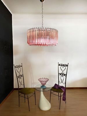 Murano Chandelier – Triedri Round – 265 prisms – Pink - Zonesus