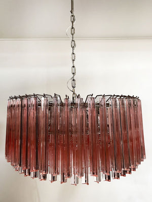 Murano Chandelier – Triedri Round – 265 prisms – Pink - Zonesus