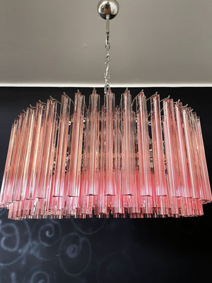 Murano Chandelier – Triedri Round – 265 prisms – Pink - Zonesus