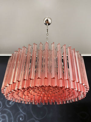 Murano Chandelier – Triedri Round – 265 prisms – Pink - Zonesus