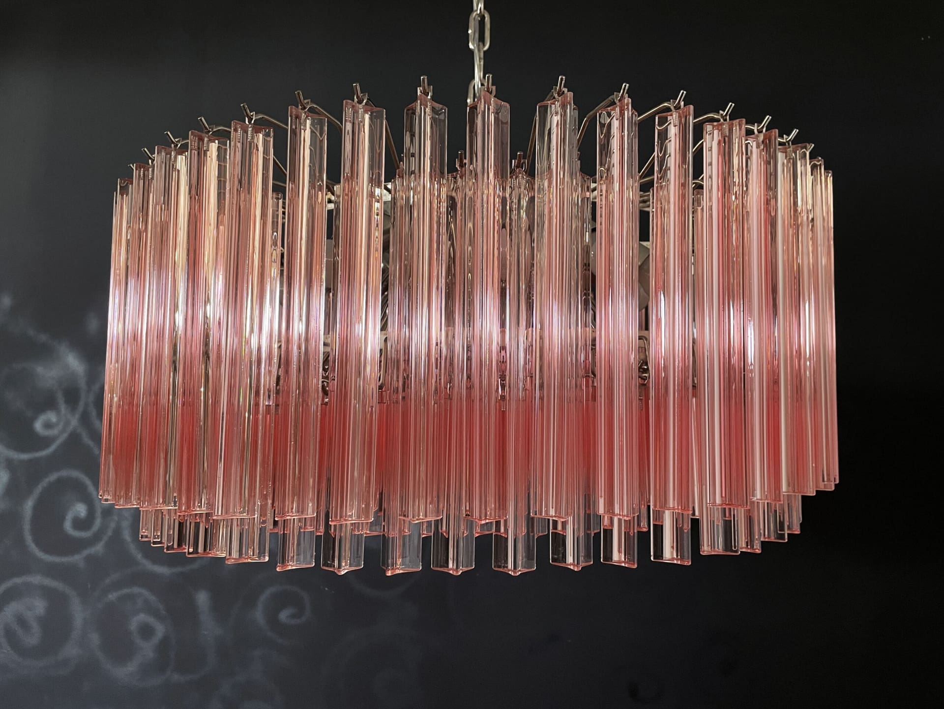 Murano Chandelier – Triedri Round – 265 prisms – Pink - Zonesus