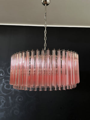 Murano Chandelier – Triedri Round – 265 prisms – Pink - Zonesus